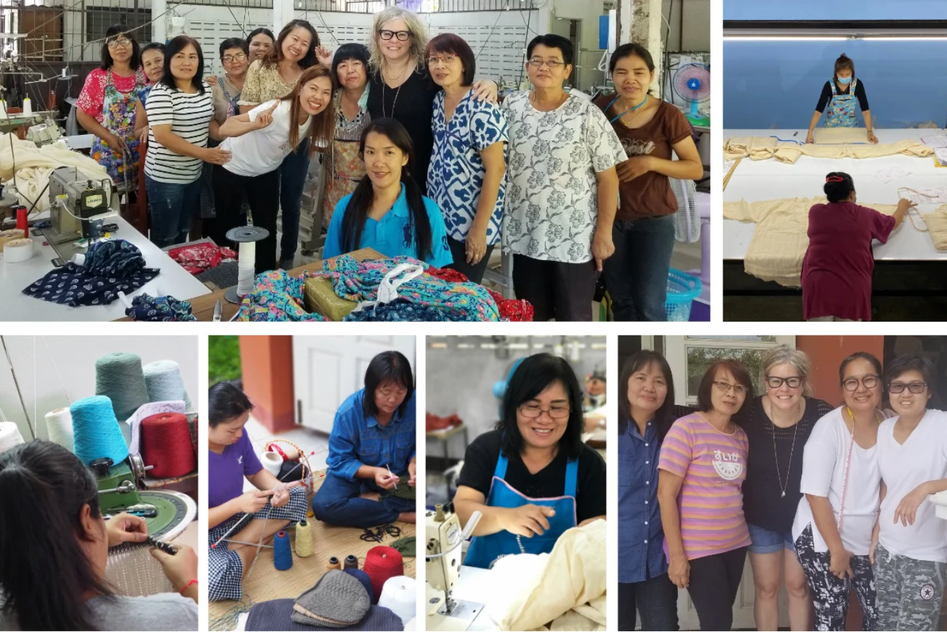 The Shannon Passero atelier team in Thailand — sewing, cutting and knitting the collections by hand